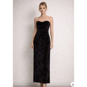 Jessica McClintock For Gunne Sax Velvet Evening Gown Glamour Hollywood Black Tie